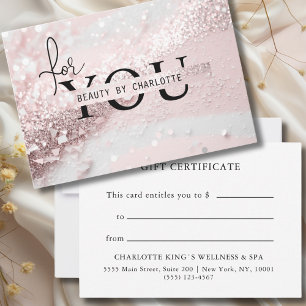 GLITTER BUSINESS GIFT CERTIFICATE   for you