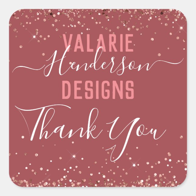 Glitter Business Thank You Square Sticker (Front)