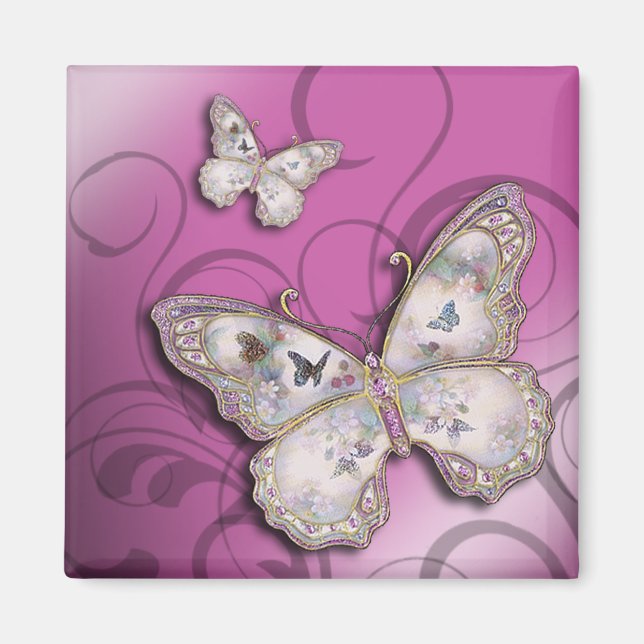 "Glitter Butterflies" (lilac) by Cheryl Daniels Magnet (Front)