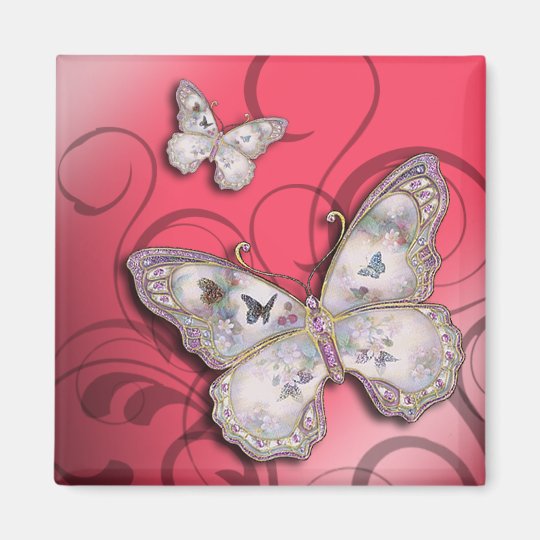 "Glitter Butterflies" (pink) by Cheryl Daniels Magnet