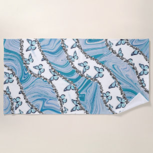 Glitter Butterfly Beach Towel