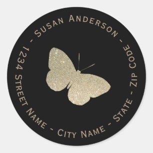 Glitter Butterfly Return Address Label