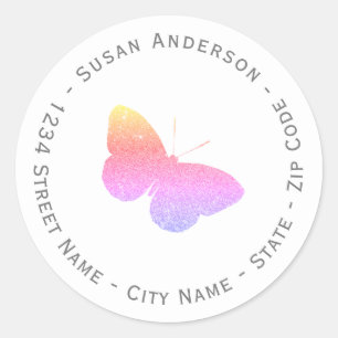 Glitter Butterfly Return Address Label
