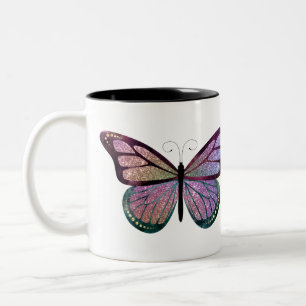 Glitter butterfly Two-Tone coffee mug