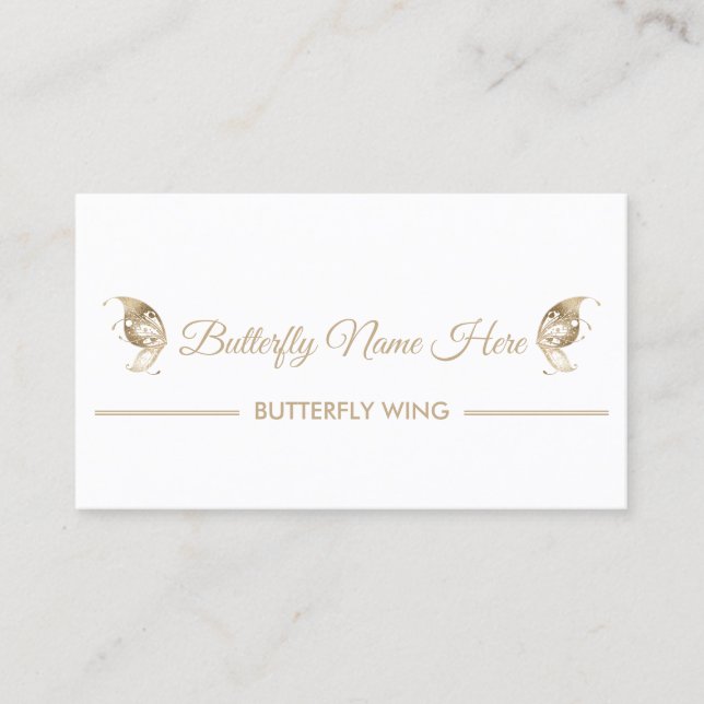 Glitter Butterfly Wings Swirl Decor Gold Business Card (Front)