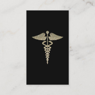 Glitter Caduceus Symbol Business Card