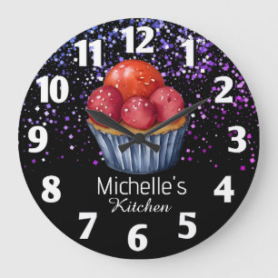 Glitter Cake Baker Pastry Chef Personalised Large Clock
