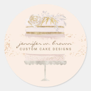 Glitter Cake Bakery Patisserie Cream Classic Round Sticker