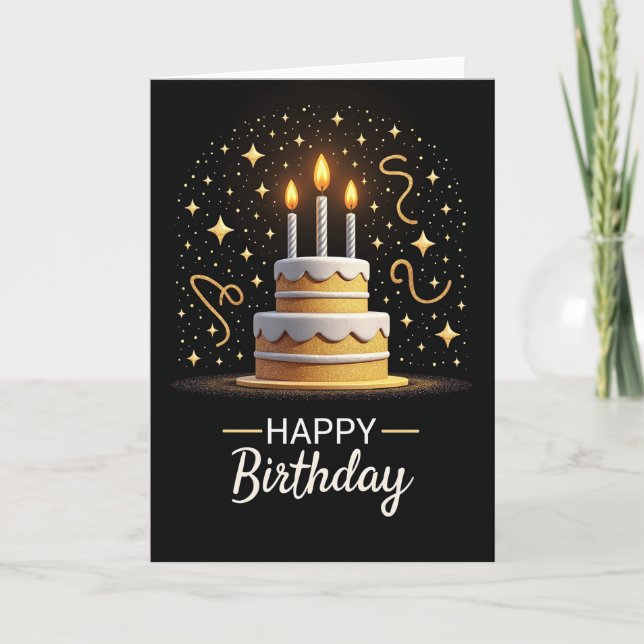 Glitter Cake Birthday Card (Front)