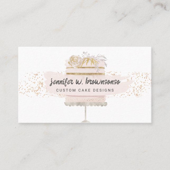Glitter Cake Floral Bakery Pastry Patisserie Business Card (Front)