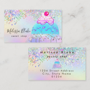 glitter cake logo faux pastel glitter  business card