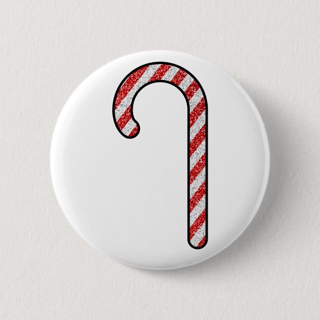 Glitter Candy Cane 6 Cm Round Badge (Front)