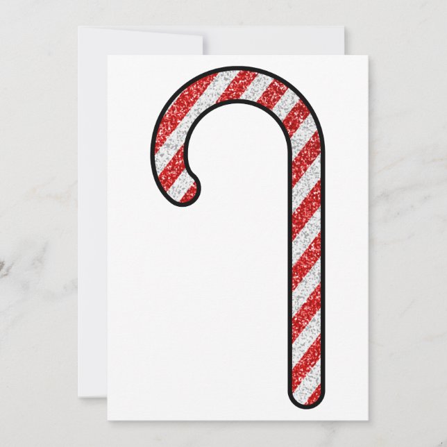 Glitter Candy Cane Holiday Card (Front)