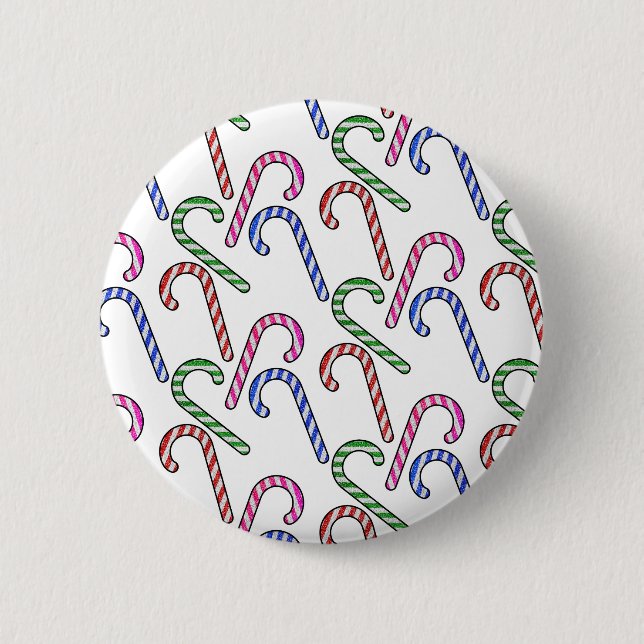Glitter Candy Cane Pattern 6 Cm Round Badge (Front)