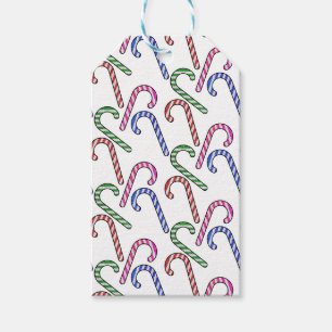 Glitter Candy Cane Pattern Gift Tags