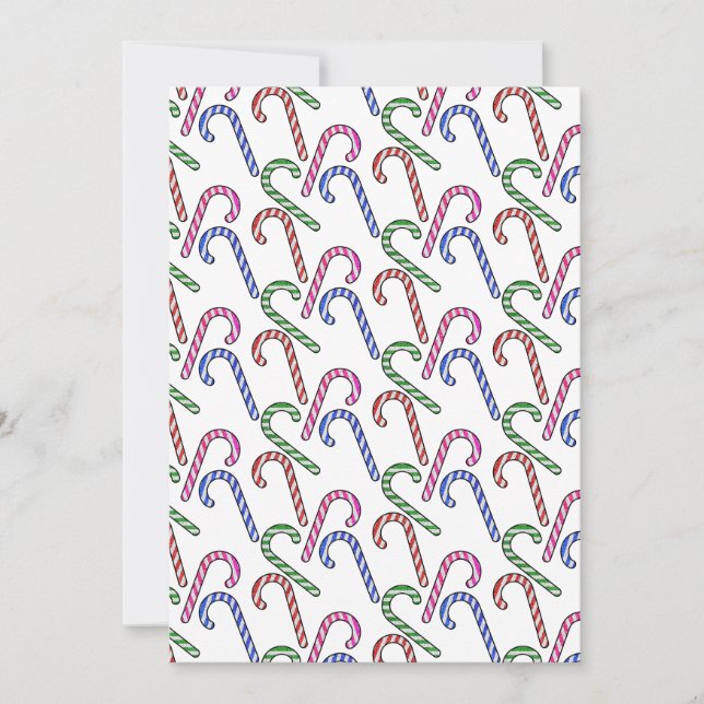 Glitter Candy Cane Pattern Holiday Card (Front)