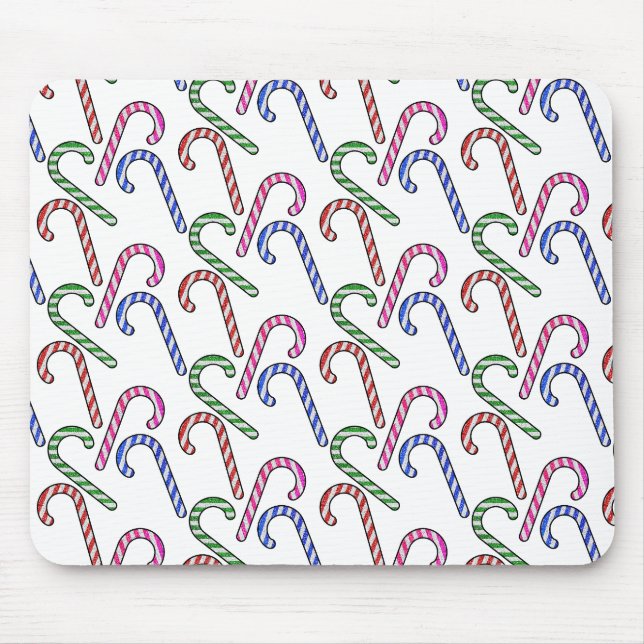 Glitter Candy Cane Pattern Mouse Mat (Front)
