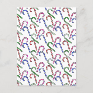Glitter Candy Cane Pattern Postcard