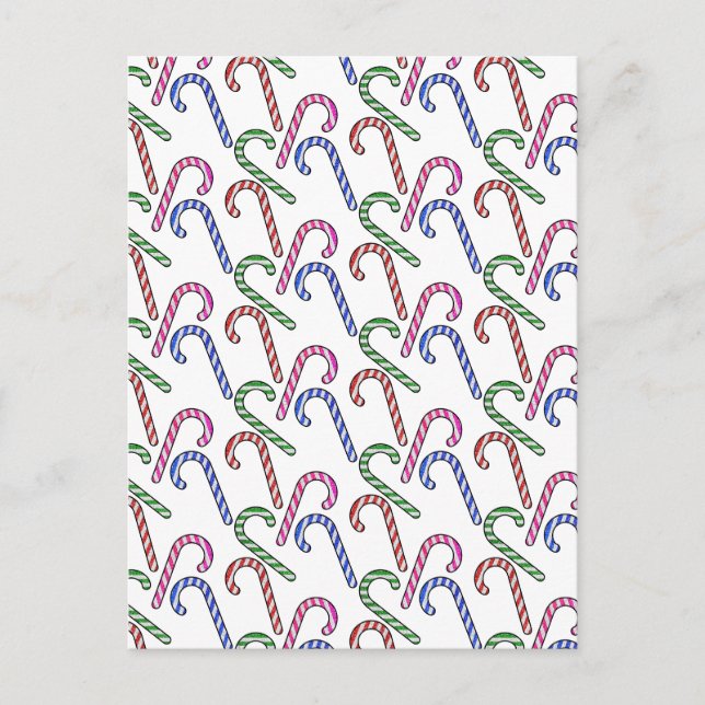 Glitter Candy Cane Pattern Postcard (Front)