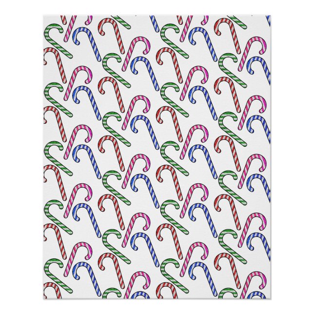 Glitter Candy Cane Pattern Poster (Front)