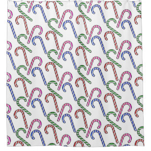 Glitter Candy Cane Pattern Shower Curtain