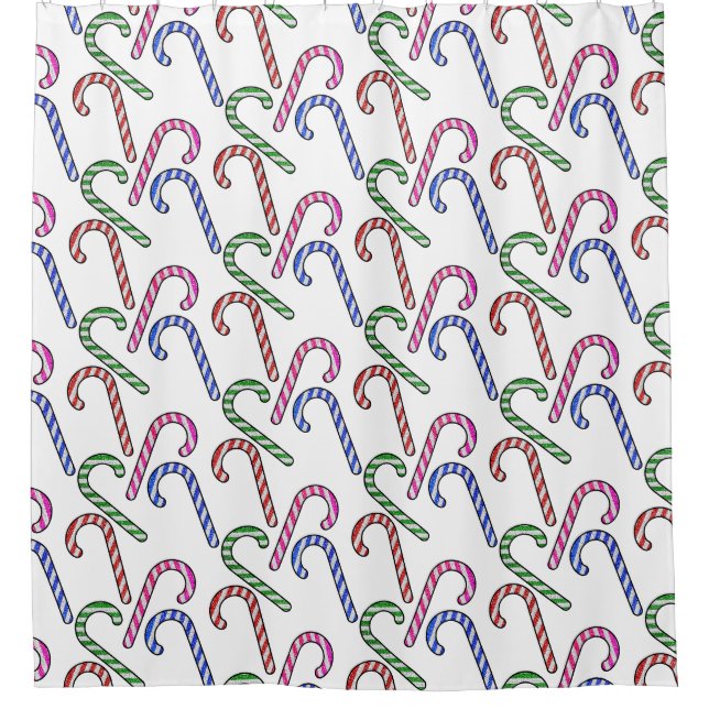 Glitter Candy Cane Pattern Shower Curtain (Front)