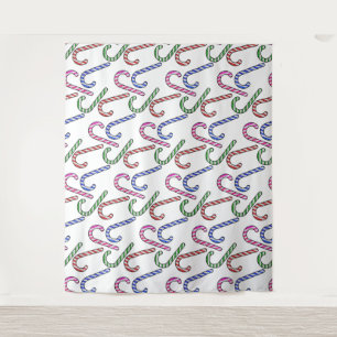 Glitter Candy Cane Pattern Tapestry