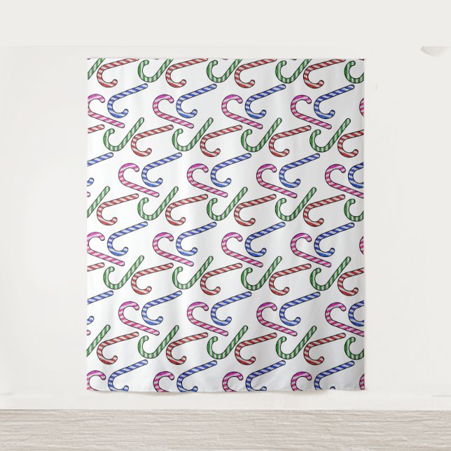 Glitter Candy Cane Pattern Tapestry (Front)