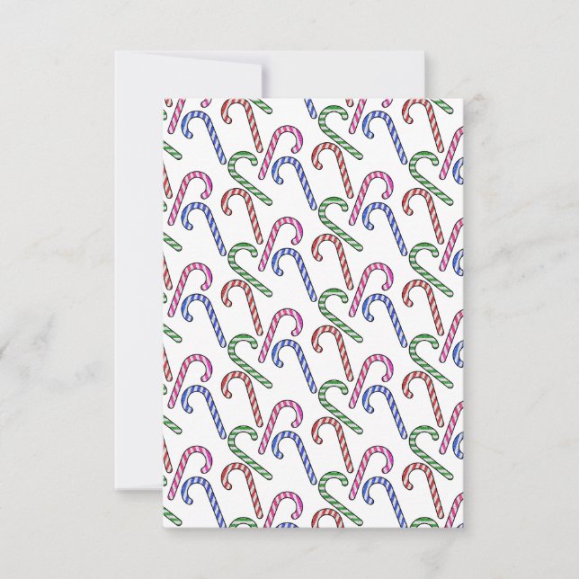 Glitter Candy Cane Pattern Thank You Card (Front)