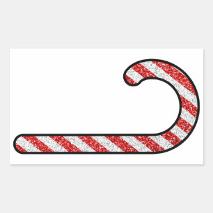 Glitter Candy Cane Rectangular Sticker