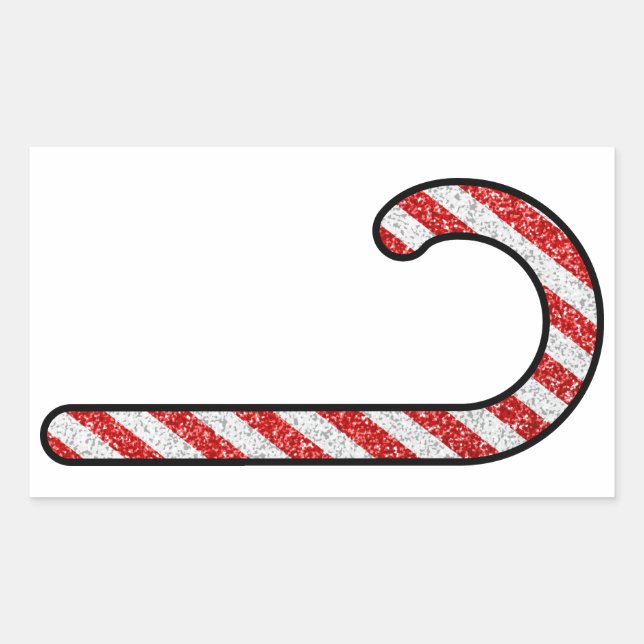 Glitter Candy Cane Rectangular Sticker (Front)