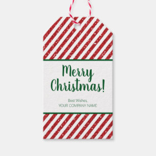 Glitter Candy Cane Striped Company Gift Tags