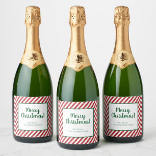 Glitter Candy Cane Striped Company  Sparkling Wine Label