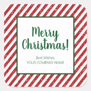 Glitter Candy Cane Striped Company Square Sticker