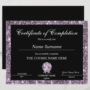 Glitter Certificate of Completion Award Diploma