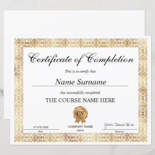 Glitter Certificate of Completion Award Diploma