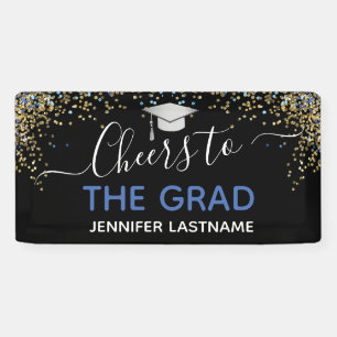 Glitter Cheers to the Grad Party Banner
