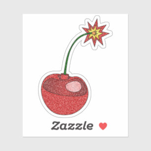 Glitter Cherry Bomb Custom-Cut Vinyl Stickers
