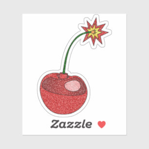 Glitter Cherry Bomb Custom-Cut Vinyl Stickers