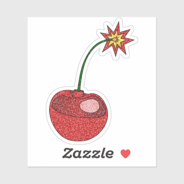 Glitter Cherry Bomb Custom-Cut Vinyl Stickers (Sheet)