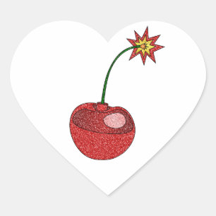 Glitter Cherry Bomb Heart Sticker