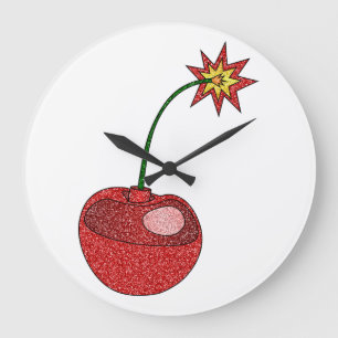 Glitter Cherry Bomb Large Clock