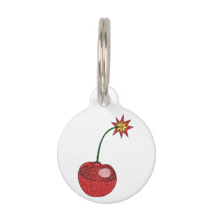 Glitter Cherry Bomb Pet Tag