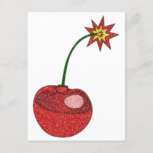 Glitter Cherry Bomb Postcard