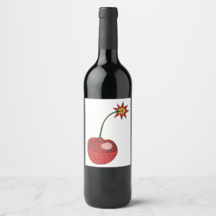 Glitter Cherry Bomb Wine Label