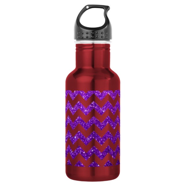 Glitter Chevron Purple 532 Ml Water Bottle (Front)