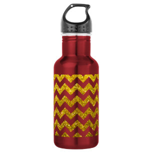 Glitter Chevron Yellow Gold 532 Ml Water Bottle