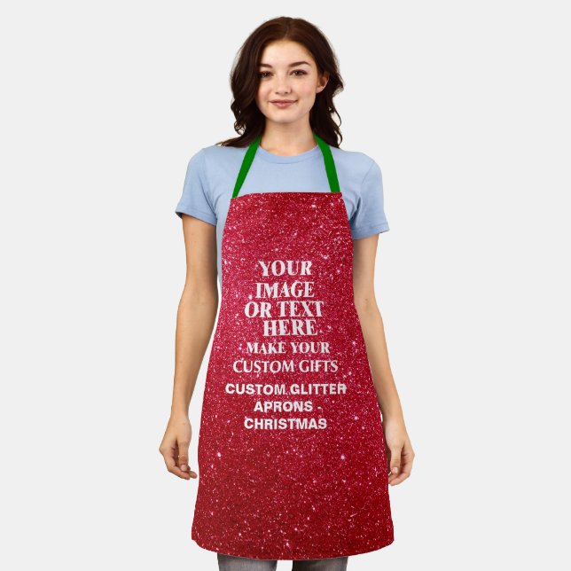 Glitter Christmas Apron - Personalised Holiday  (Worn)