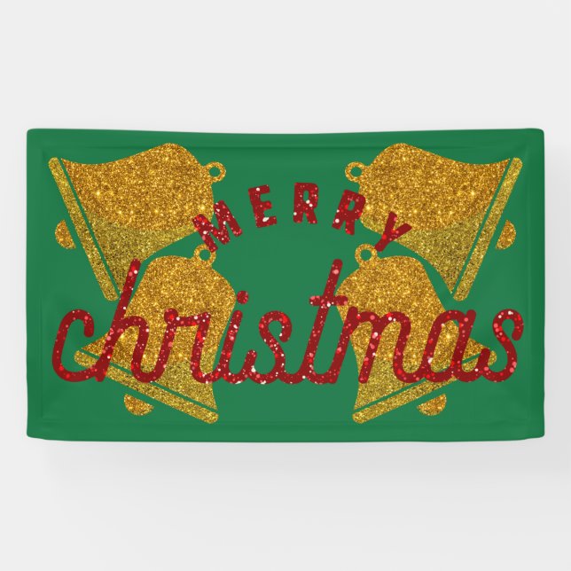 Glitter Christmas Bells Banner (Horizontal)