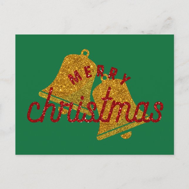 Glitter Christmas Bells Postcard (Front)